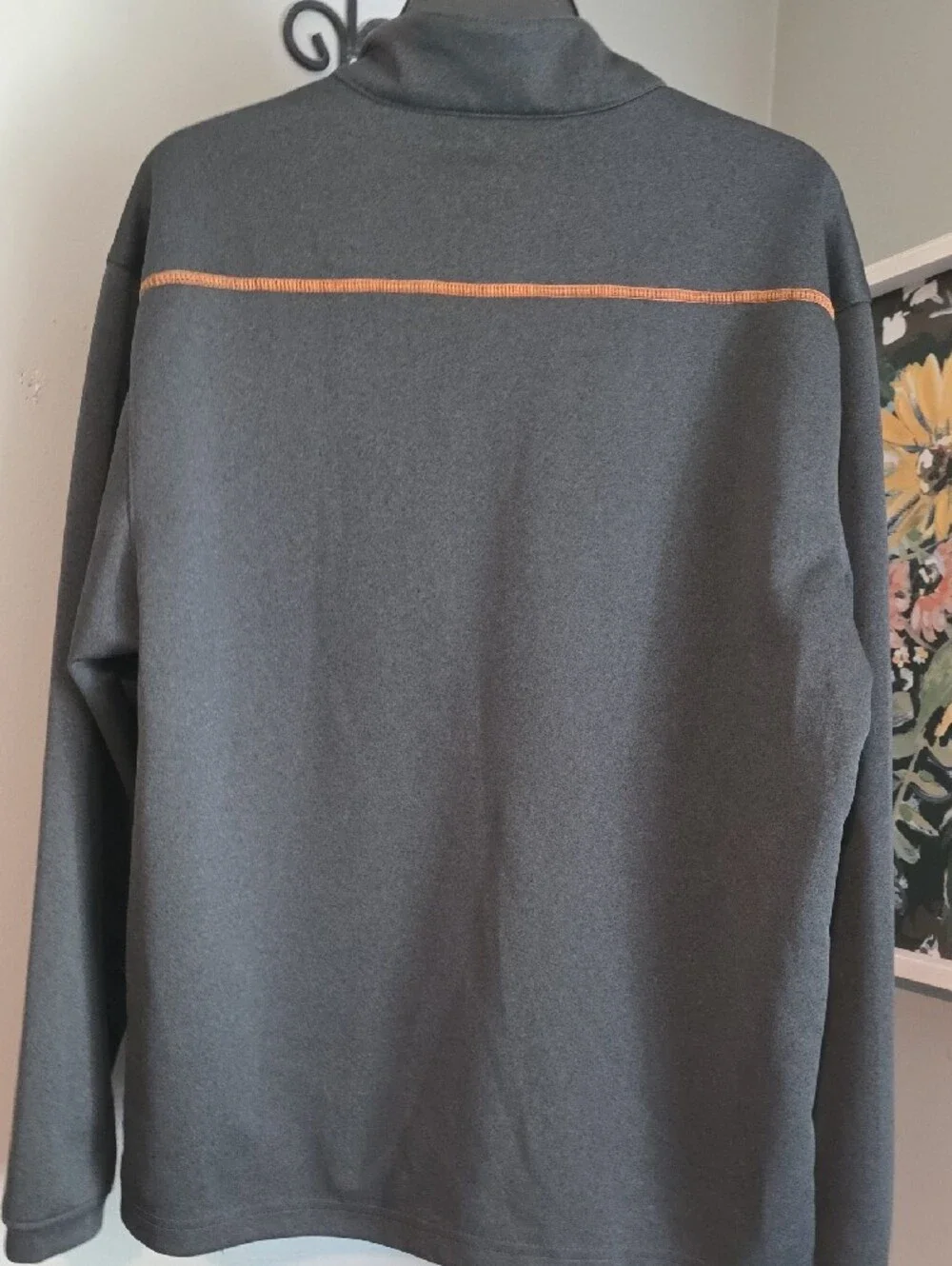 Pebble Beach Men’s Charcoal Quarter-Zip Pullover with Orange Stitching Size M